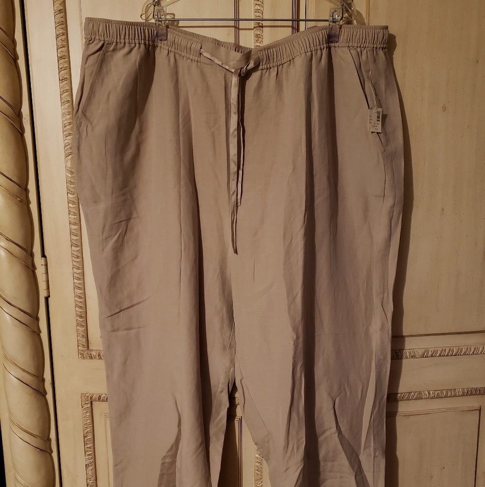 Women's Plus Linen Drawstring Wide Leg pants